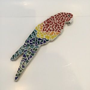 Parrot Mosaic Glass Tile Wall Decor Tropical Themed Handcrafted.